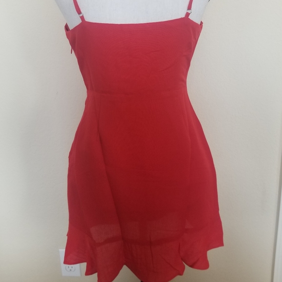 Red Tie-Front Mini Dress - Picture 5 of 7